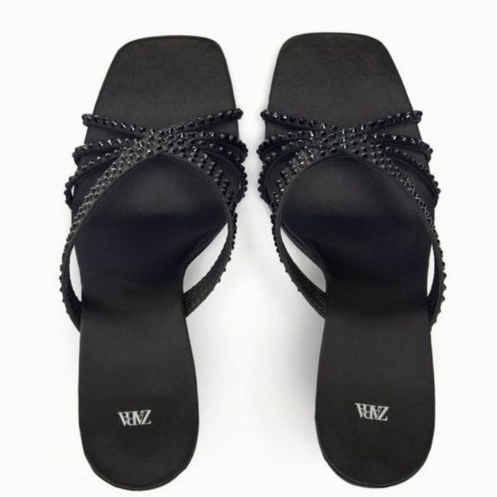 Zara limited edition rhinestone straped heels